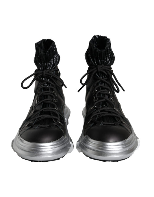 Dolce & Gabbana Black Nylon Galileo High Top Sneakers Shoes Curated Luxury Accessories by Orvyn