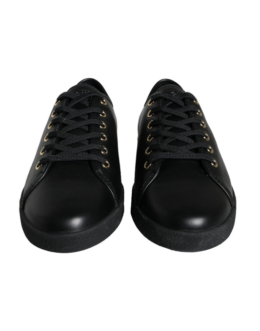 Dolce & Gabbana Black Gold Leather Classic Sneakers Shoes Curated Luxury Accessories by Orvyn