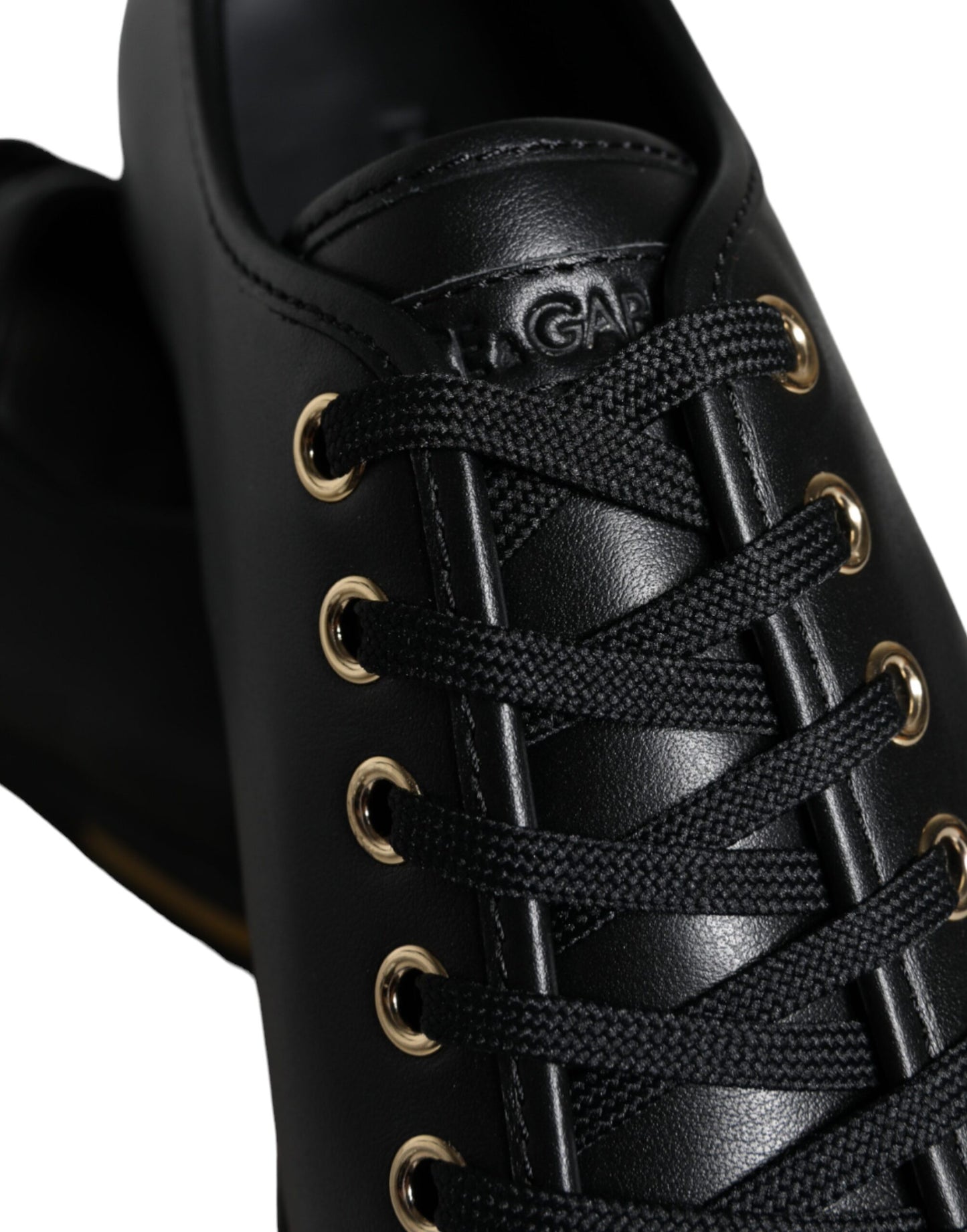 Dolce & Gabbana Black Gold Leather Classic Sneakers Shoes Curated Luxury Accessories by Orvyn