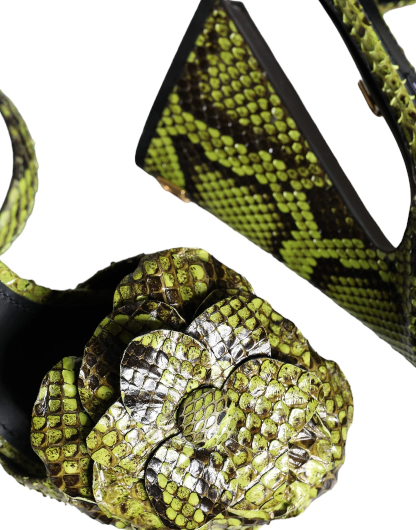 Dolce & Gabbana Green Exotic Leather Ankle Strap Heels Sandals Shoes Curated Luxury Accessories by Orvyn