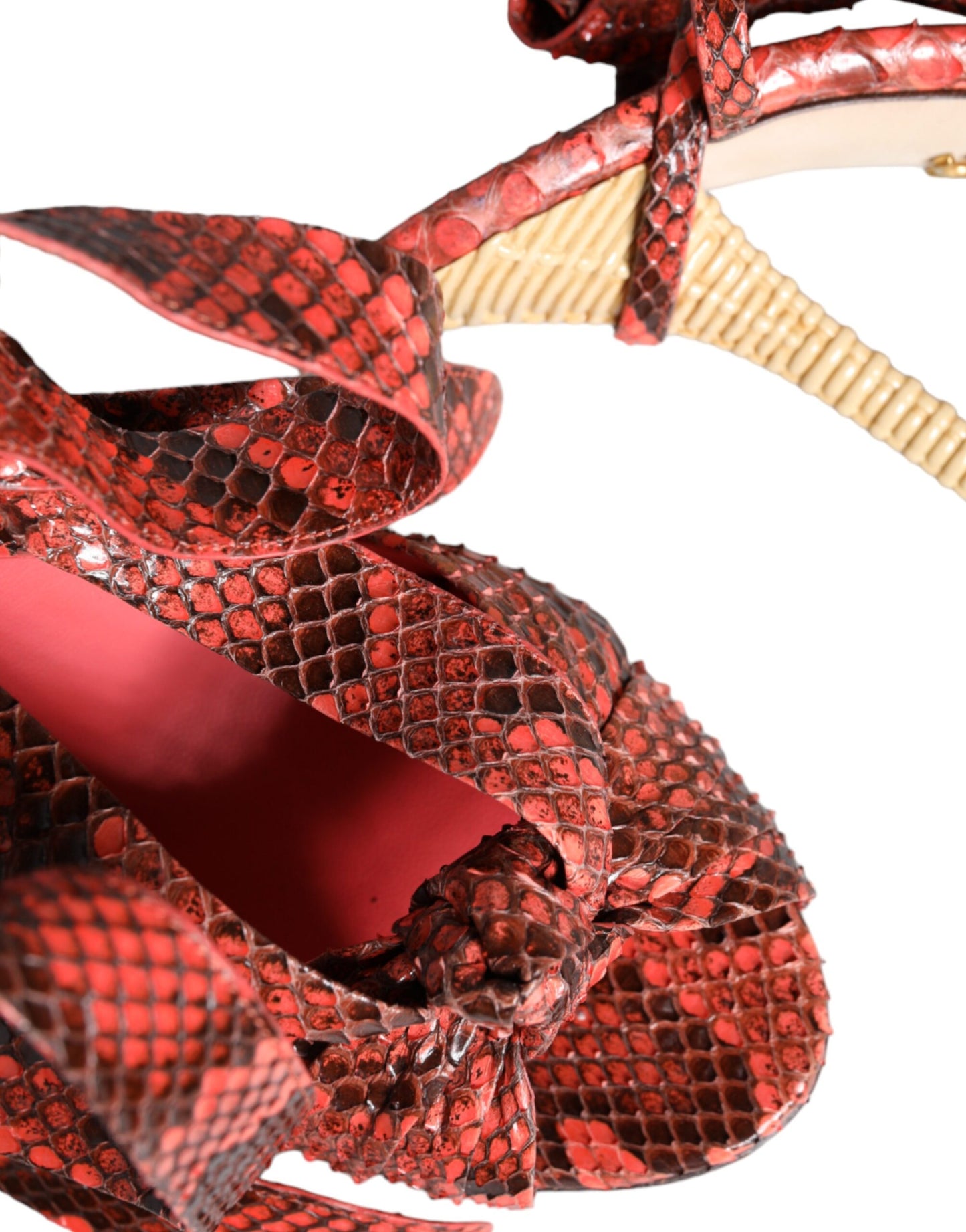 Dolce & Gabbana Coral Exotic Leather Heels Sandals Shoes Curated Luxury Accessories by Orvyn