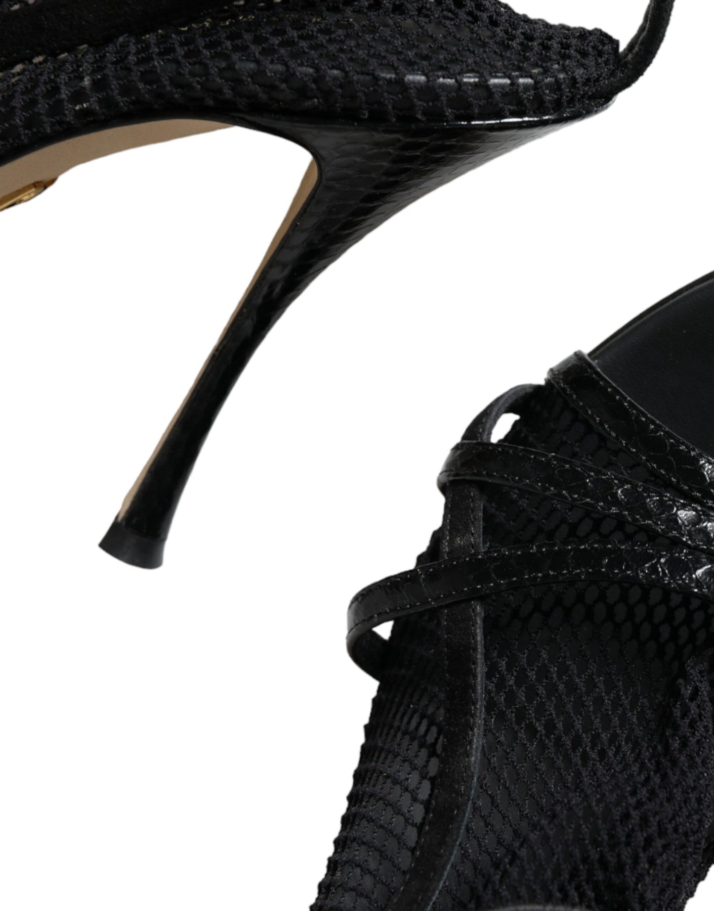 Dolce & Gabbana Black Mesh Stiletto Heels Sandals Shoes Curated Luxury Accessories by Orvyn