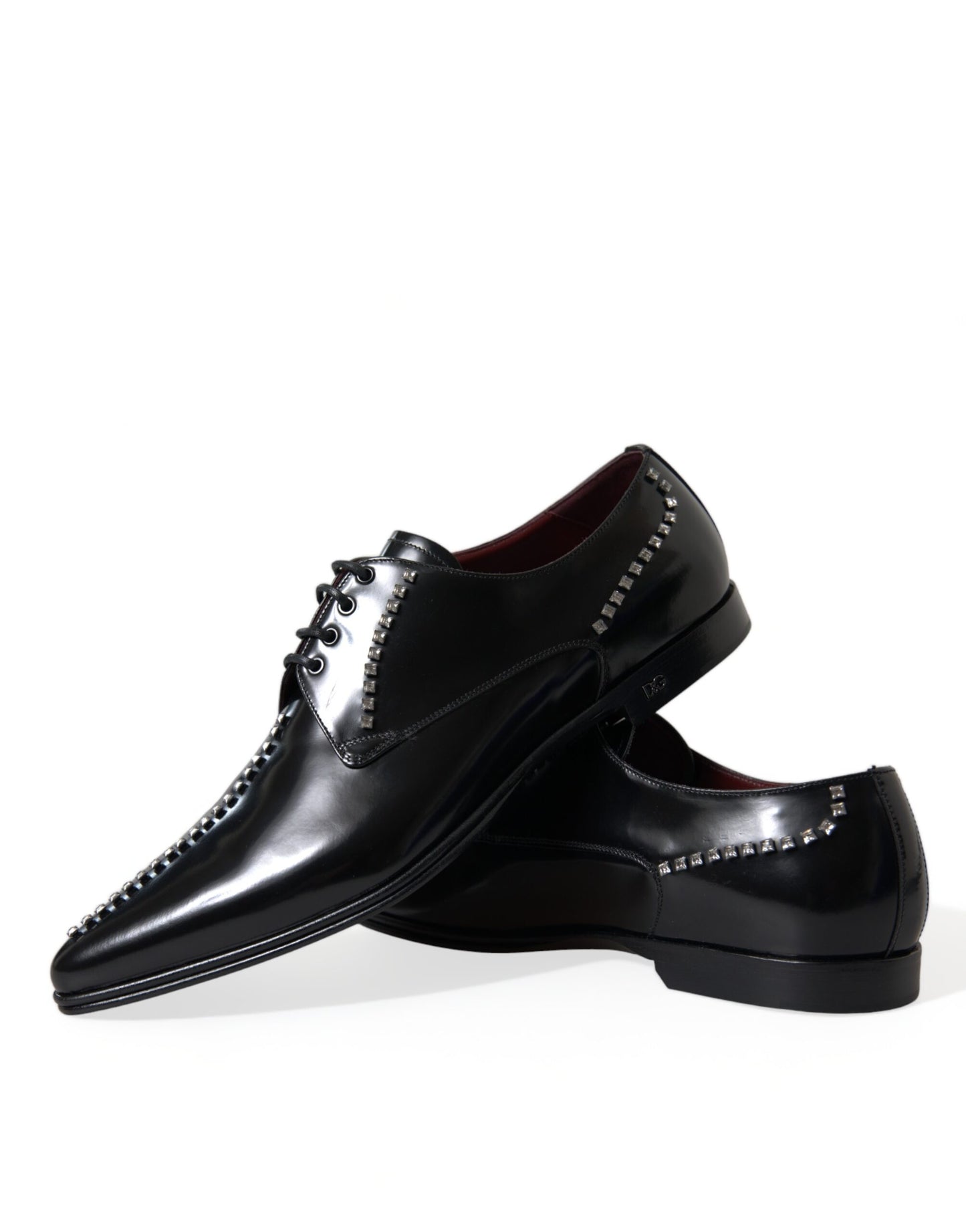 Dolce & Gabbana Black Leather Crystal Dress Formal Shoes Curated Luxury Accessories by Orvyn