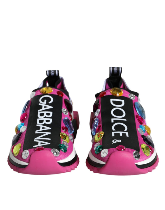 Dolce & Gabbana Pink Sorrento Crystals Low Top Sneakers Shoes Curated Luxury Accessories by Orvyn