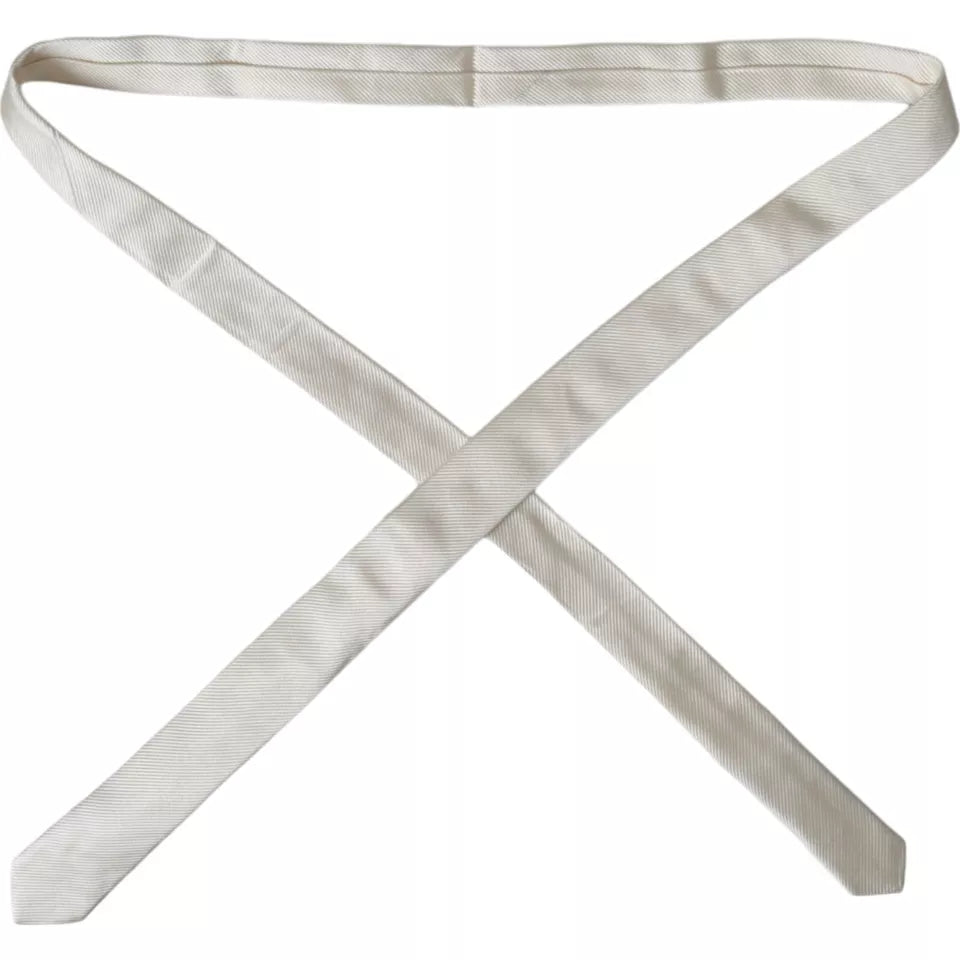 Dolce & Gabbana White Solid 100% Silk Adjustable Tie Curated Luxury Accessories by Orvyn
