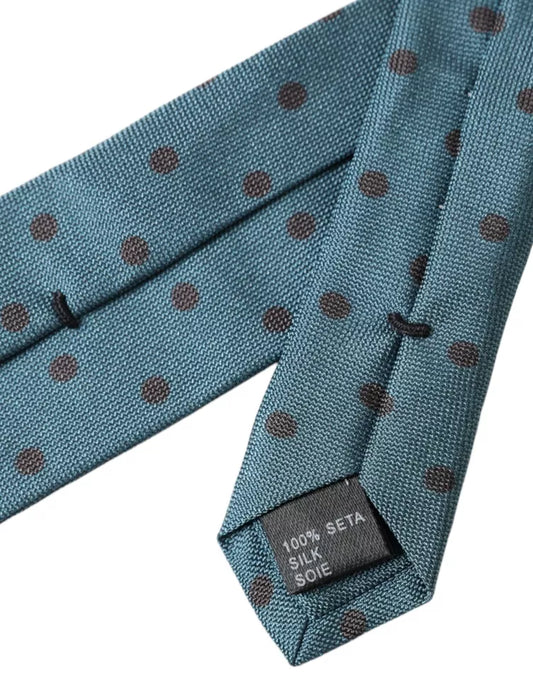 Dolce & Gabbana Blue Black Polka Dot Silk Adjustable Men Tie schwarz