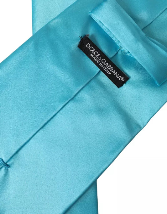 Dolce & Gabbana Light Blue Satin Silk Wide Adjustable Men Tie Curated Luxury Accessories by Orvyn