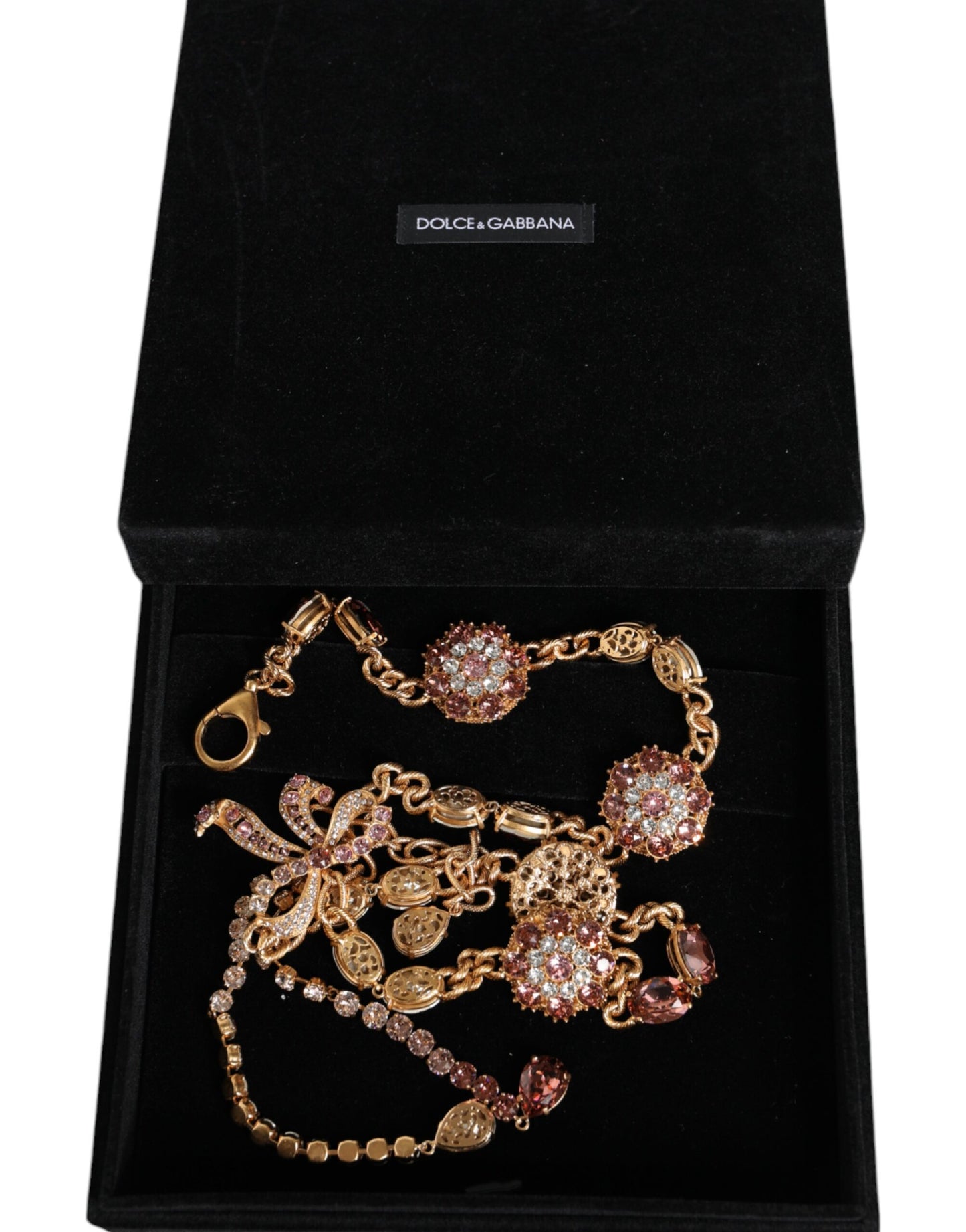 Dolce & Gabbana Gold Tone Brass Crystal Embellished Belt Curated Luxury Accessories by Orvyn