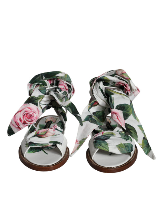 Dolce & Gabbana Multicolor Floral Print Ankle Wrap Sandals Shoes Curated Luxury Accessories by Orvyn