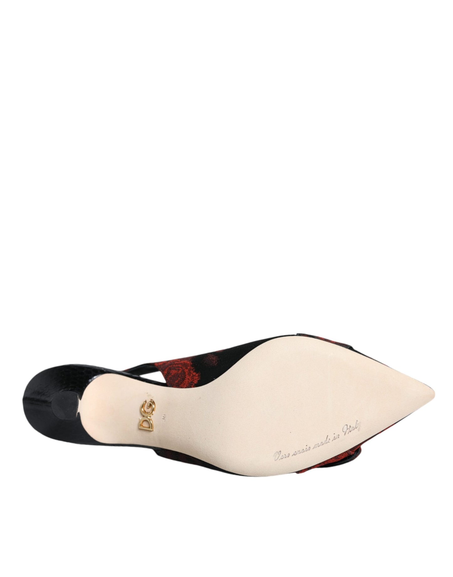 Dolce & Gabbana Black Red Floral Crystal Heel Slingback Shoes Curated Luxury Accessories by Orvyn
