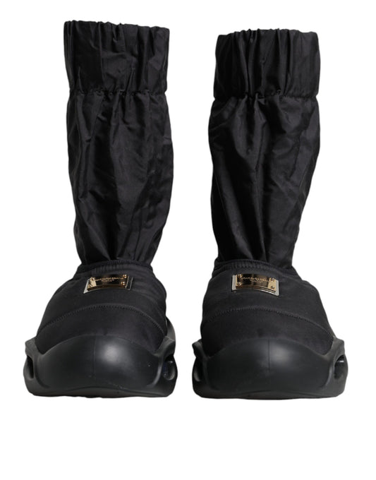 Dolce & Gabbana Black Slip On Wave Socks Sneakers Shoes Curated Luxury Accessories by Orvyn