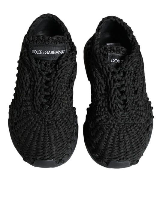 Dolce & Gabbana Black Knitted Daymaster Sneakers Shoes Curated Luxury Accessories by Orvyn