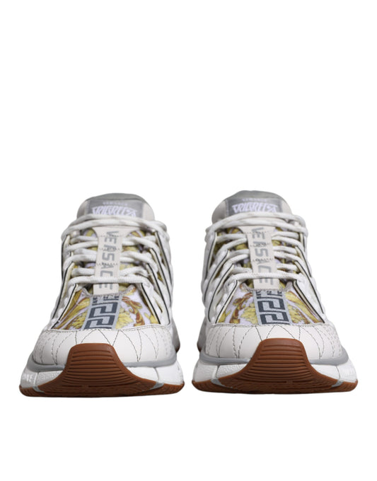 Versace White Trigreca Barocco Print Low Top Sneakers Shoes Curated Luxury Accessories by Orvyn