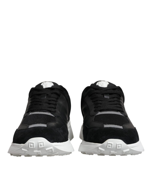 Versace Black Canvas Quad Fabric Medusa Low Top Sneaker Shoes Curated Luxury Accessories by Orvyn
