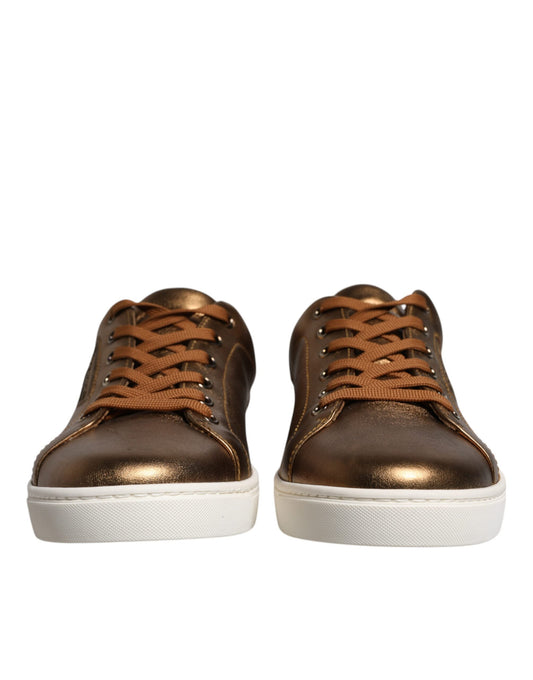 Dolce & Gabbana Gold Leather Logo London Men Sneaker Shoes Curated Luxury Accessories by Orvyn