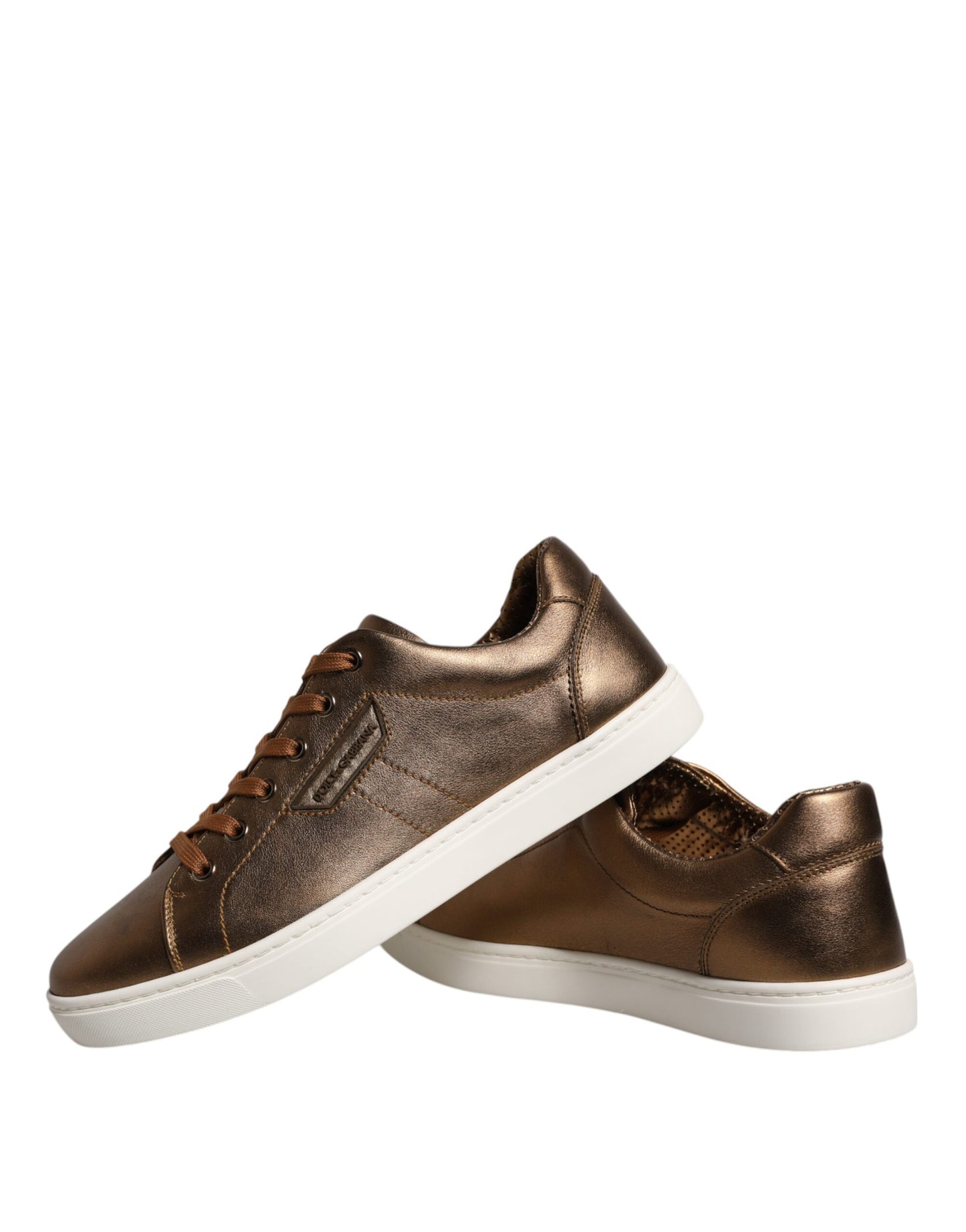 Dolce & Gabbana Gold Leather Logo London Men Sneaker Shoes Curated Luxury Accessories by Orvyn