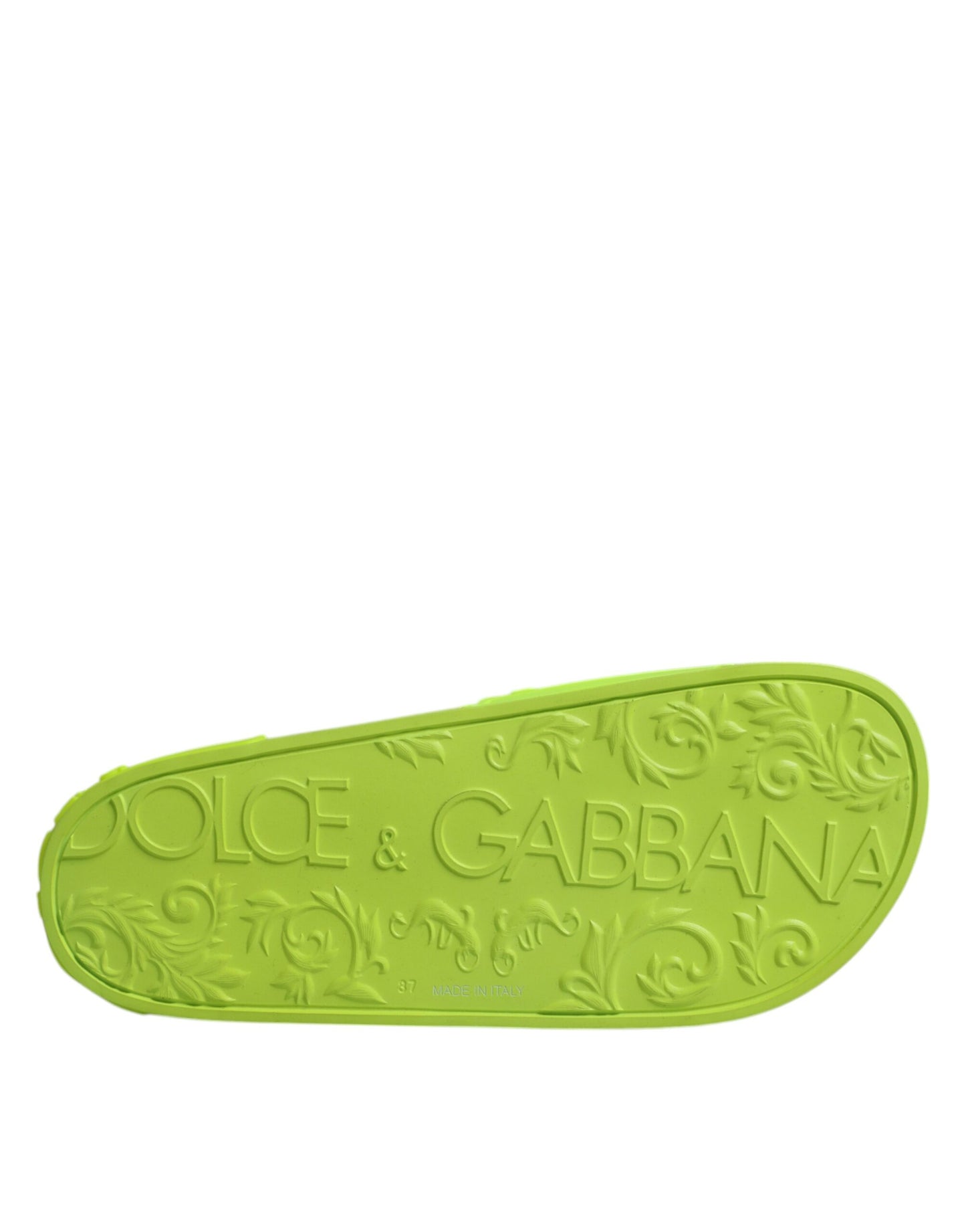 Dolce & Gabbana Green Rubber Slides Sandals Beachwear Shoes Curated Luxury Accessories by Orvyn