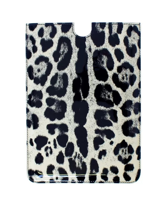 Dolce & Gabbana White Leopard Pattern Leather eBook Cover Tablet Case Curated Luxury Accessories by Orvyn