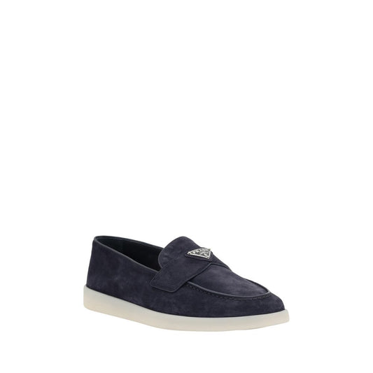 Prada Blue Calf Leather Bos Taurus Slip-On Loafers Curated Luxury Accessories by Orvyn