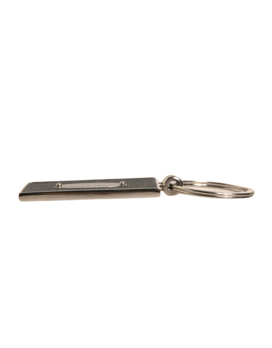 Dolce & Gabbana Black Leather Logo Metal Ring Keychain Keyring Curated Luxury Accessories by Orvyn