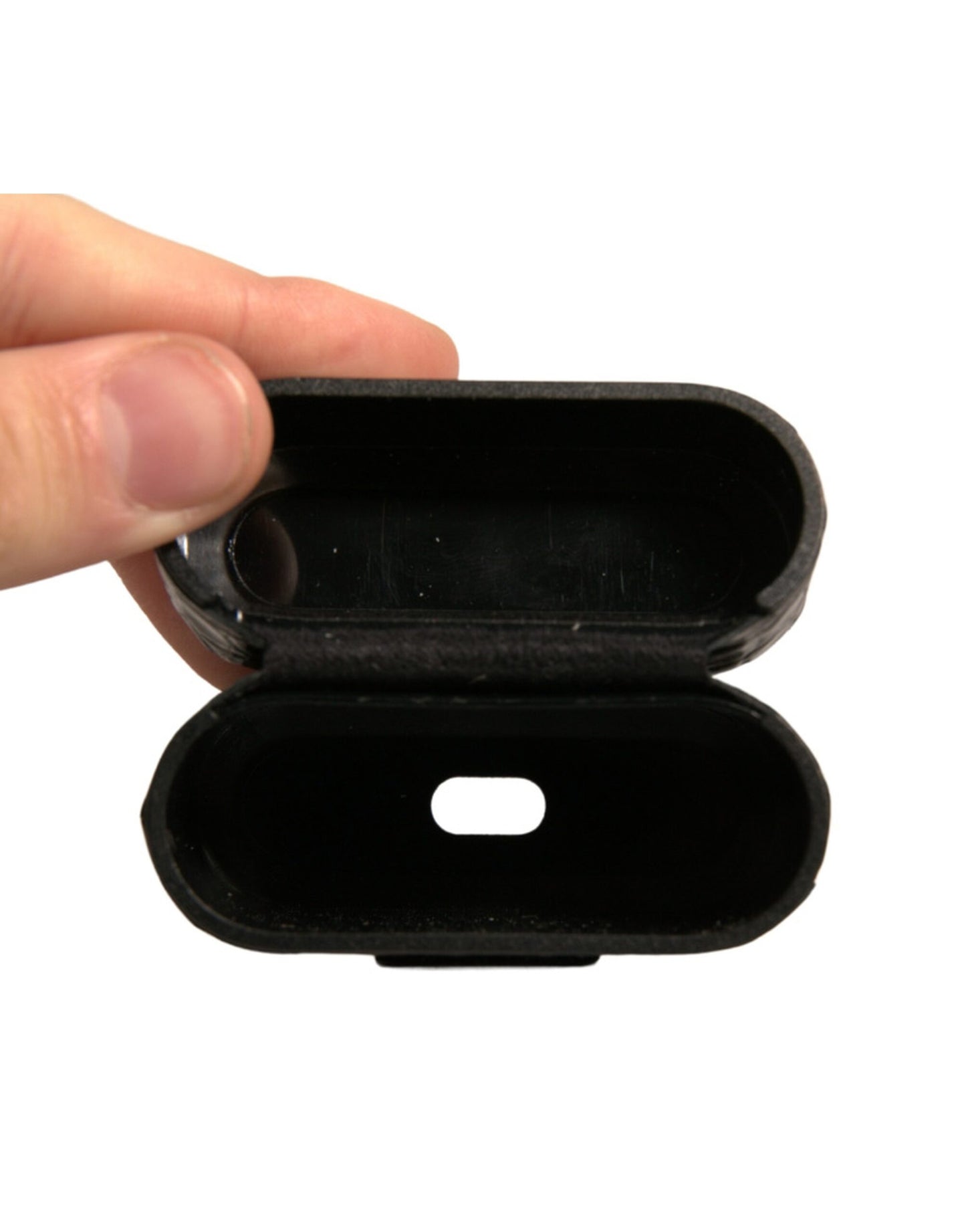 Dolce & Gabbana Black Leather Metal Logo Plaque Holder Airpods Case Curated Luxury Accessories by Orvyn