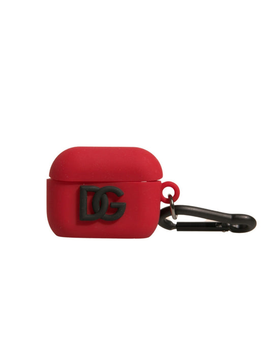 Dolce & Gabbana Red Silicone Rubber Logo Embossed Airpods Case rot