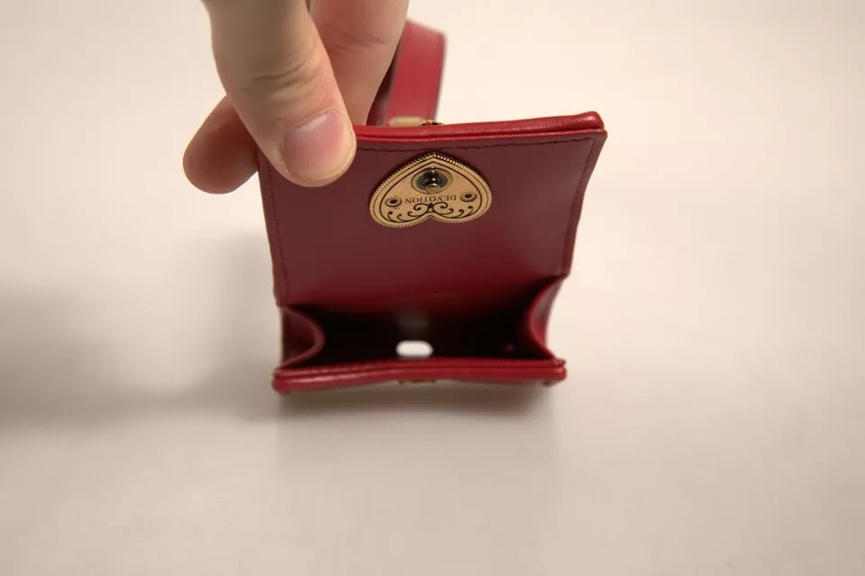 Dolce & Gabbana Black Leather Devotion Heart Strap Airpod Case Curated Luxury Accessories by Orvyn
