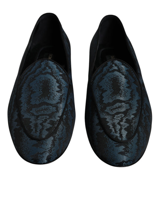 Dolce & Gabbana Blue Black Flats Men Loafers Dress Shoes Curated Luxury Accessories by Orvyn