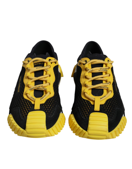 Dolce & Gabbana Black Yellow Low Top NS1 Sneakers Shoes Curated Luxury Accessories by Orvyn