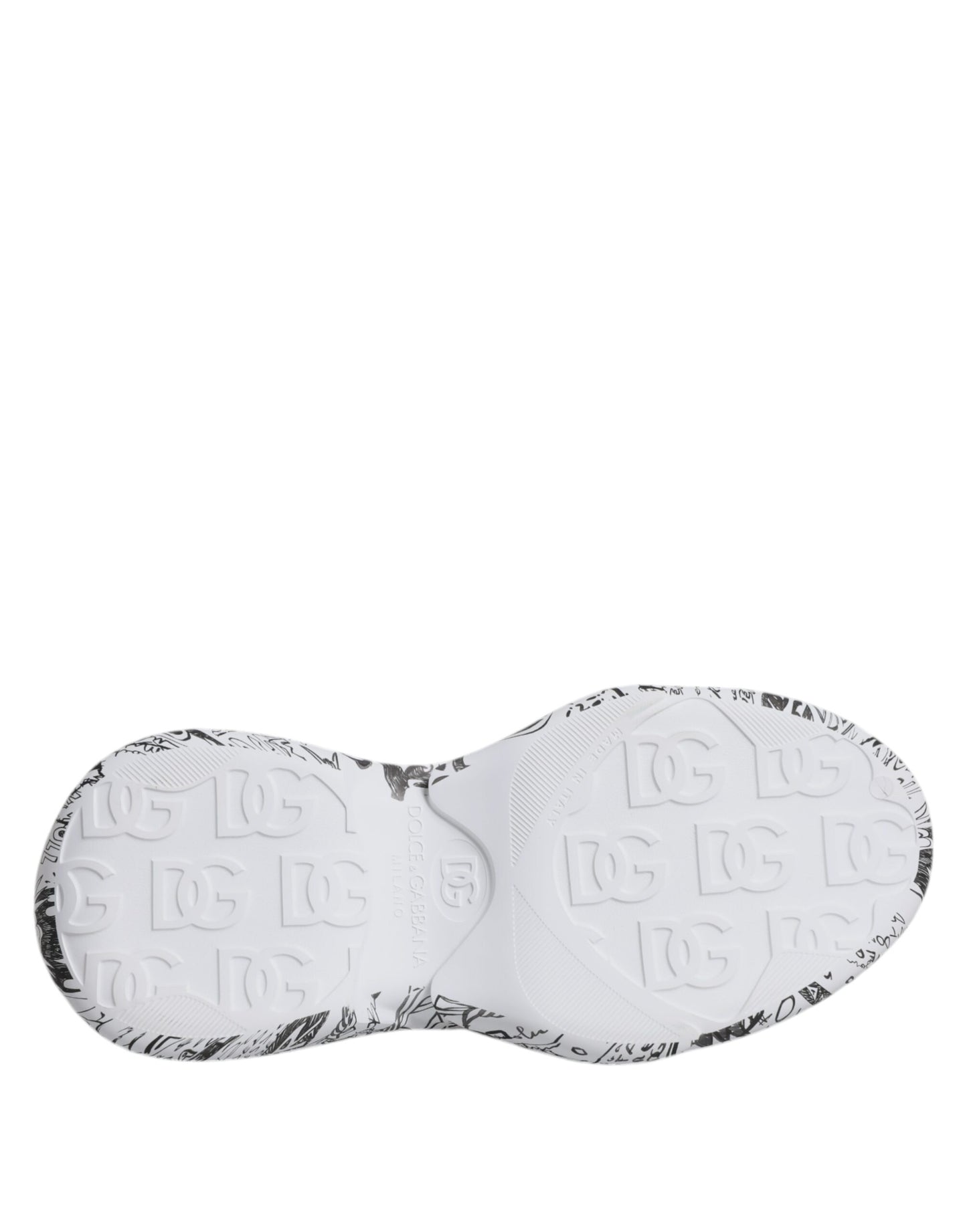 Dolce & Gabbana White Black Graffiti Daymaster Sneakers Shoes Curated Luxury Accessories by Orvyn