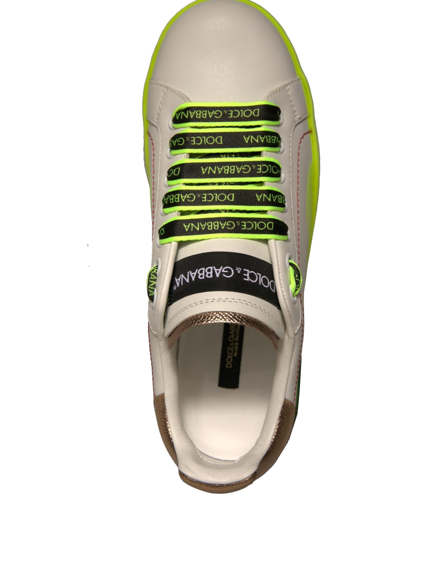 Dolce & Gabbana White Yellow Portofino Leather Sneakers Shoes Curated Luxury Accessories by Orvyn