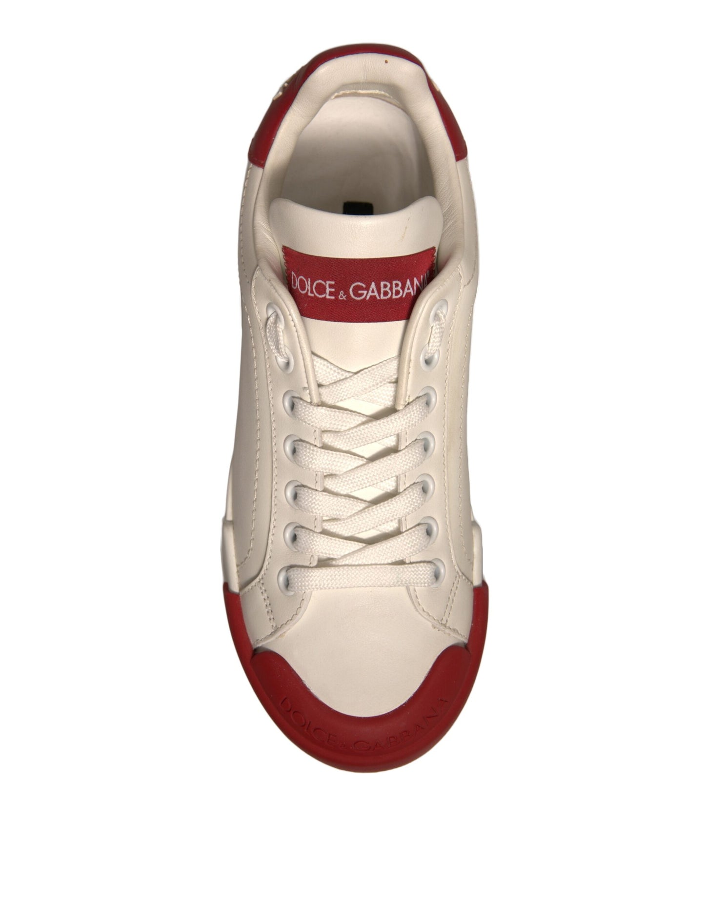 Dolce & Gabbana Shoes White Leather Logo Portofino Sneakers Curated Luxury Accessories by Orvyn
