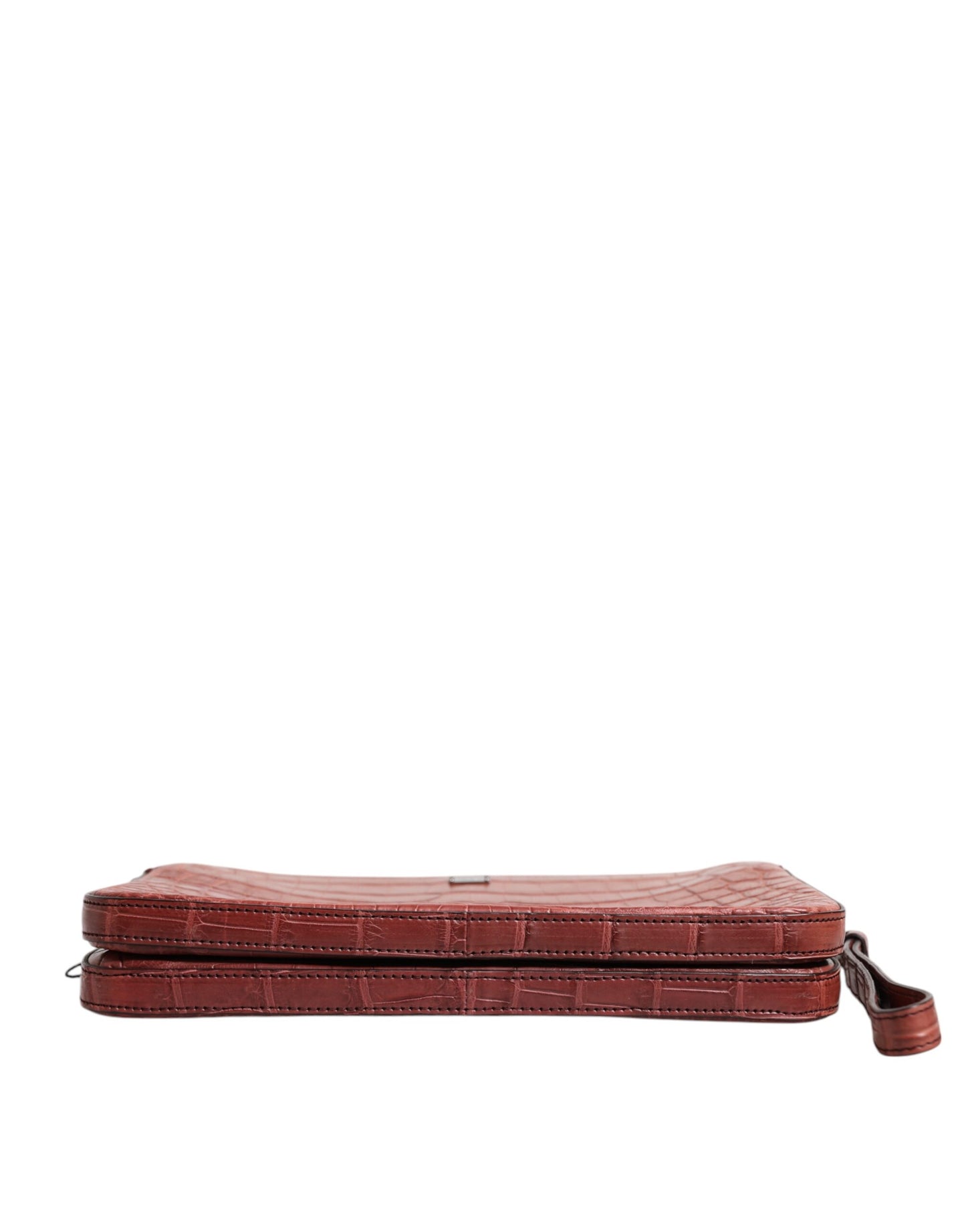 Dolce & Gabbana Bordeaux Croc Leather Logo Plaque Men Briefcase Bag Curated Luxury Accessories by Orvyn