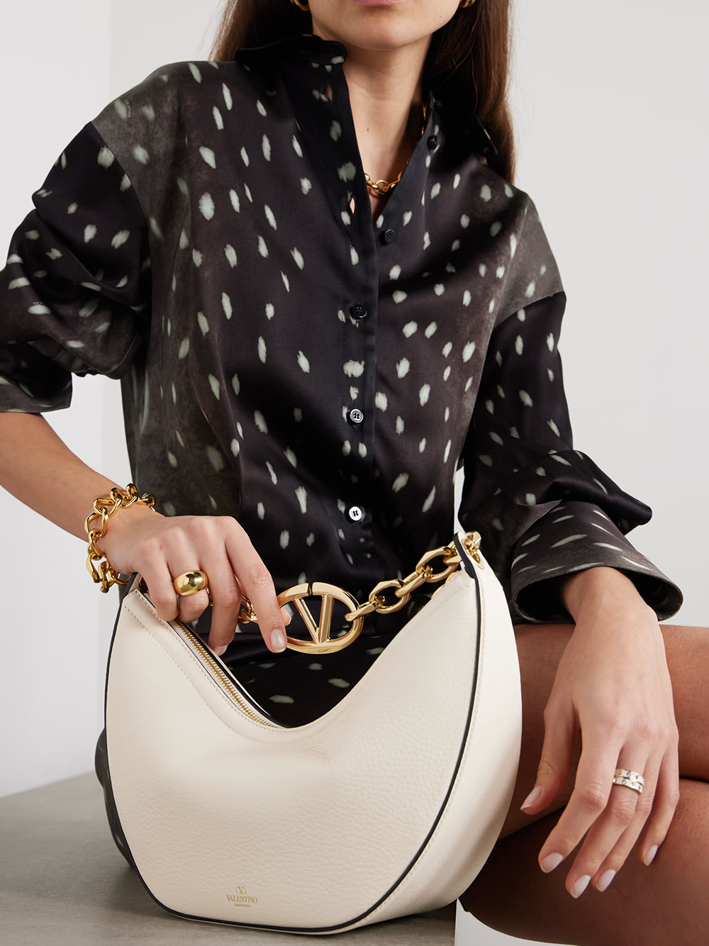 Valentino Garavani Small VLogo Moon Hobo Bag Curated Luxury Accessories by Orvyn