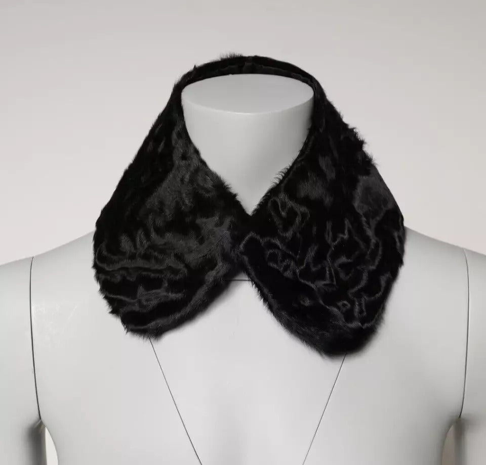 Dolce & Gabbana Black Lamb Fur Collar Women Neck Wrap Scarf Curated Luxury Accessories by Orvyn