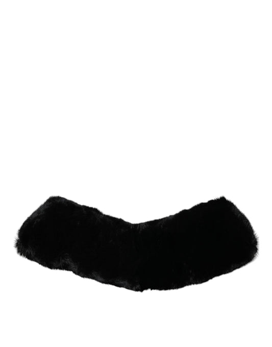 Dolce & Gabbana Black Lamb Fur Collar Women Neck Wrap Scarf Curated Luxury Accessories by Orvyn