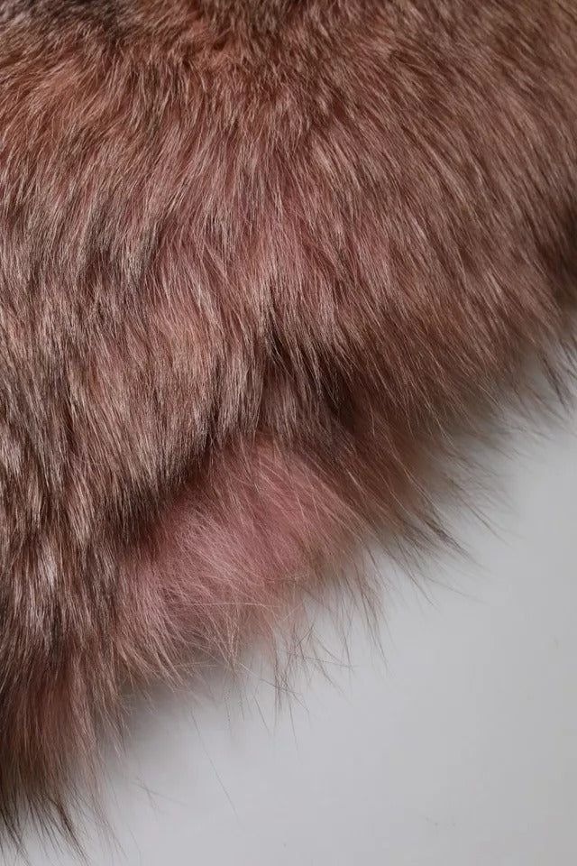 Dolce & Gabbana Pink Frost Fox Fur Neck Warmer Winter Scarf Curated Luxury Accessories by Orvyn