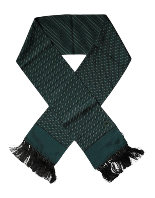 Dolce & Gabbana Dark Green Fantasy Fringes Neck Wrap Scarf Curated Luxury Accessories by Orvyn