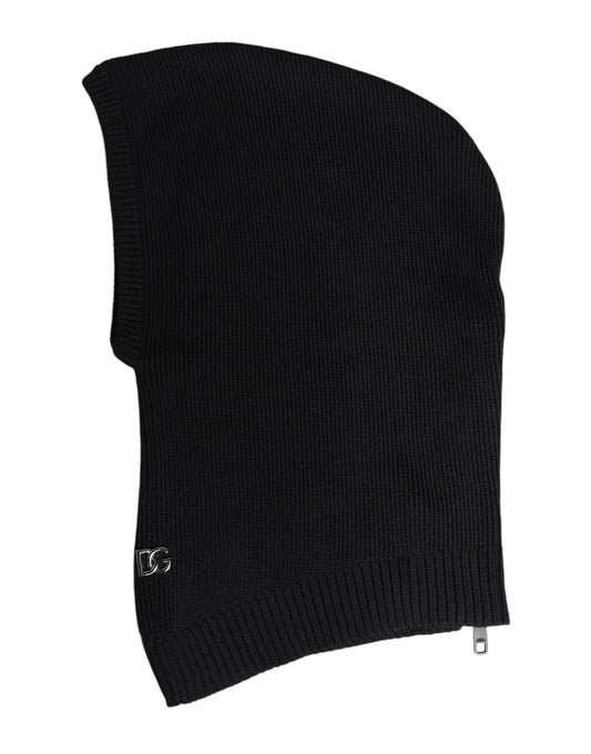 Dolce & Gabbana Black Wool Whole Head Wrap Balaclava Hat Curated Luxury Accessories by Orvyn