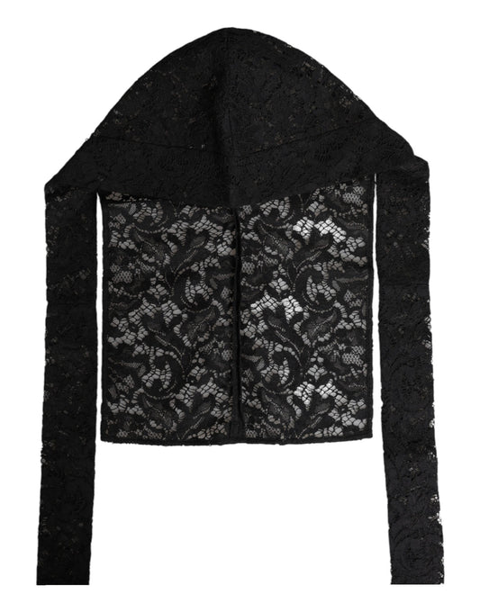 Dolce & Gabbana Black Floral Lace Whole Head Wrap Hat Curated Luxury Accessories by Orvyn