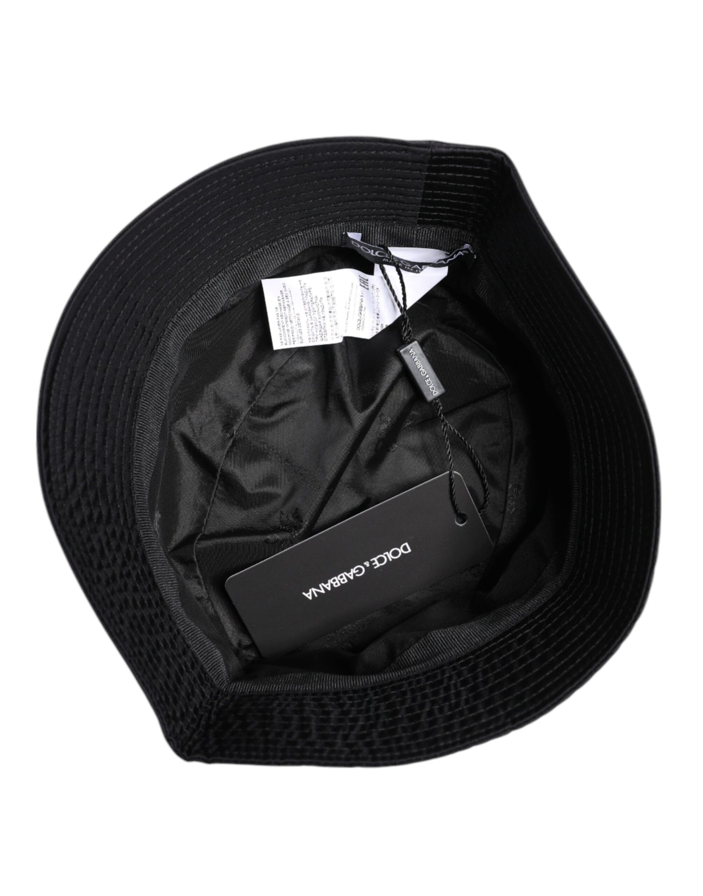 Dolce & Gabbana Black Cotton Wide Brim Bucket Hat schwarz
