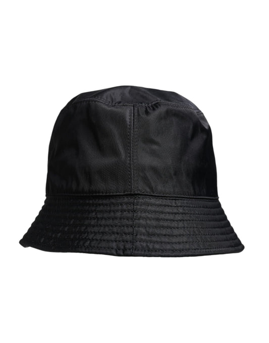 Dolce & Gabbana Black Cotton Wide Brim Bucket Hat schwarz