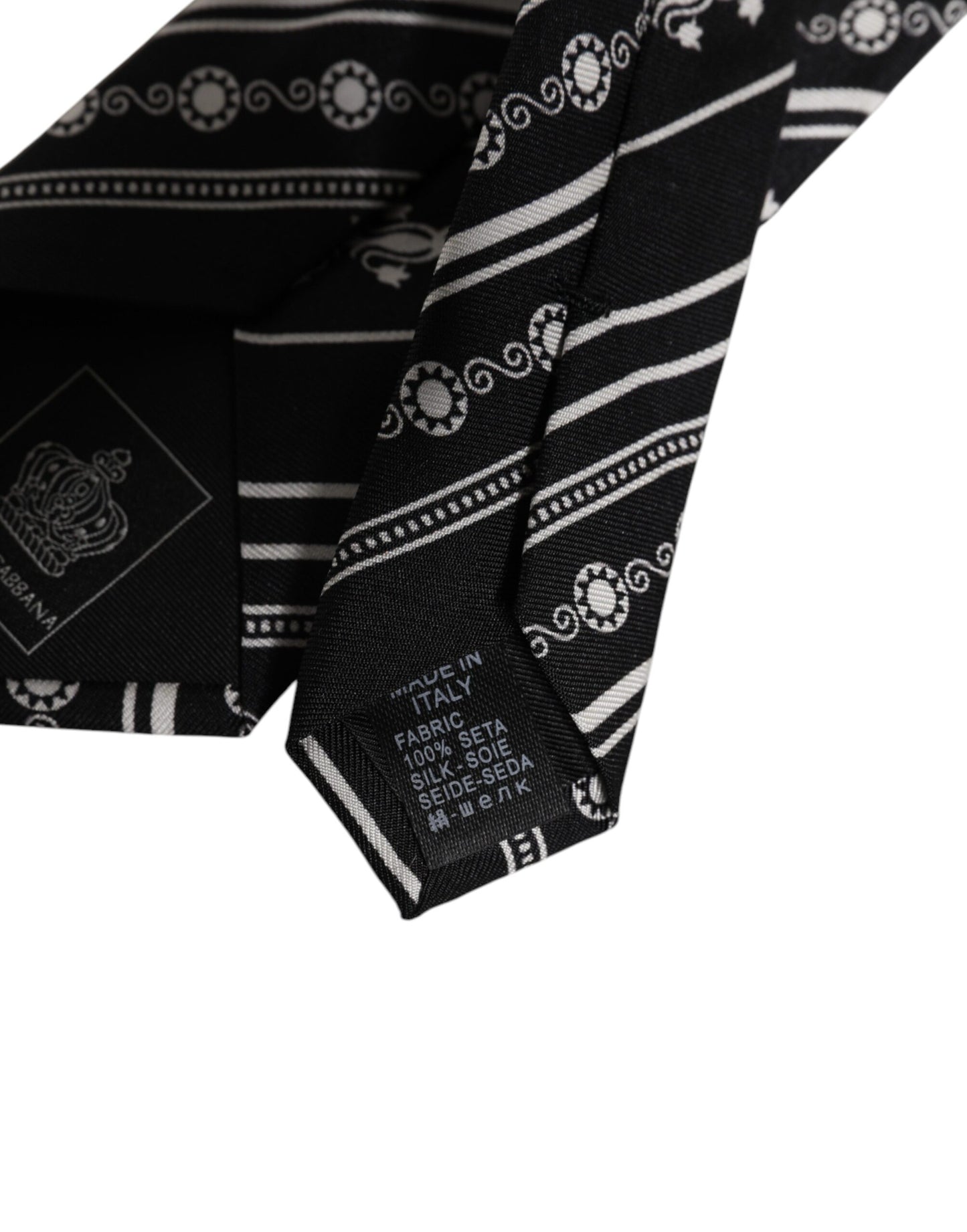 Dolce & Gabbana Black White Stripes Silk Adjustable Necktie Tie Curated Luxury Accessories by Orvyn