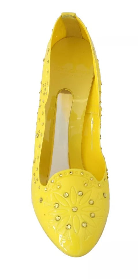 Dolce & Gabbana Yellow Crystal Heels CINDERELLA Shoes Curated Luxury Accessories by Orvyn