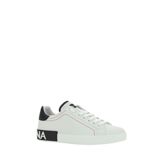Dolce & Gabbana White Calf Leather Bos Taurus Low Top Sneakers Curated Luxury Accessories by Orvyn