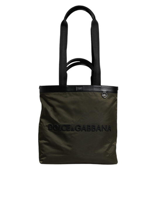 Dolce & Gabbana Military Green Nylon Shoulder Strap Tote Bag Curated Luxury Accessories by Orvyn