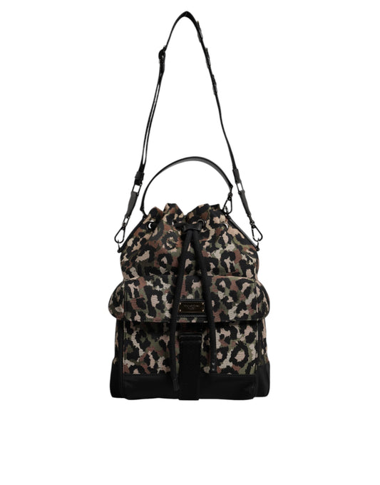 Dolce & Gabbana Multicolor Leopard Cotton Shoulder Bucket Bag Curated Luxury Accessories by Orvyn