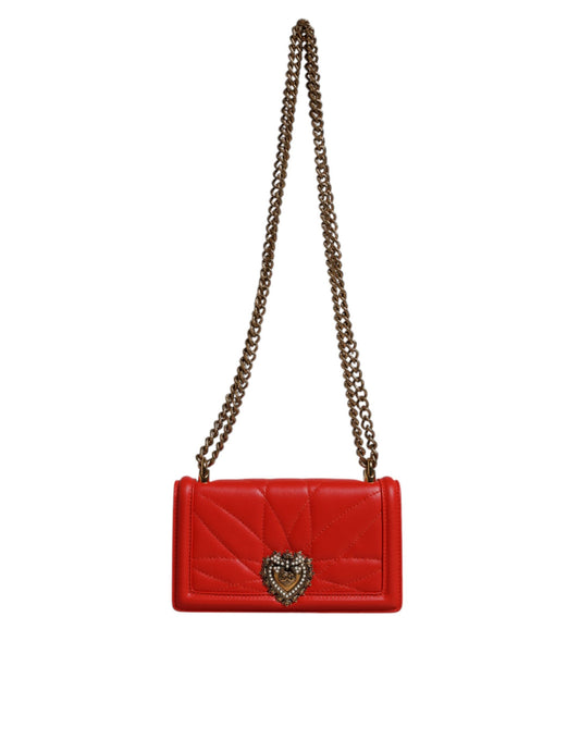 Dolce & Gabbana Red Quilted Devotion Crossbody Chain Phone Cover Bag Curated Luxury Accessories by Orvyn