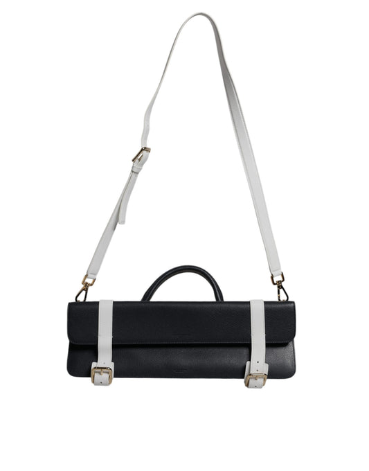 Dolce & Gabbana Blue White Calfskin Leather Crossbody Shoulder Bag Curated Luxury Accessories by Orvyn