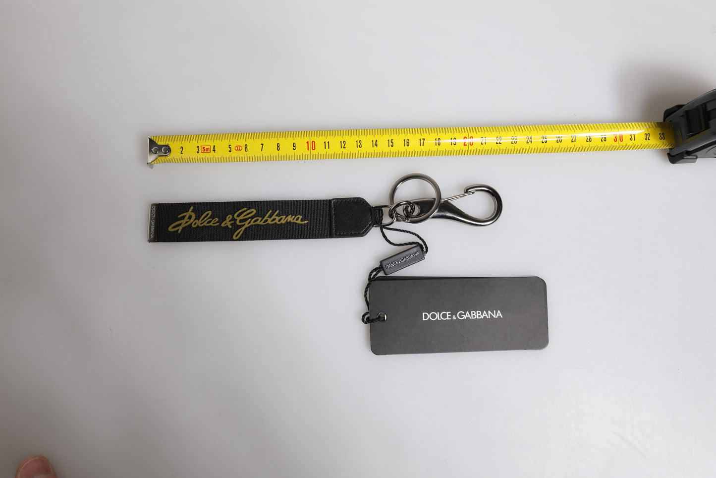 Dolce & Gabbana Black Logo Nylon Silver Brass Men Holder Keychain Keyring schwarz